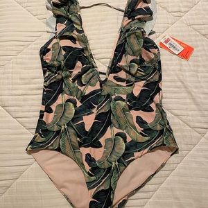 Gianni Bini monstera palm leaf swimsuit